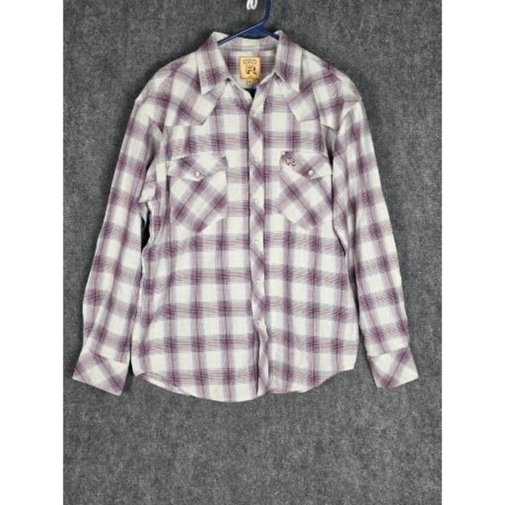 Resistol Double R Mens Plaid Pearl Snap Front‎ Western Long Sleeve Shirt Size M